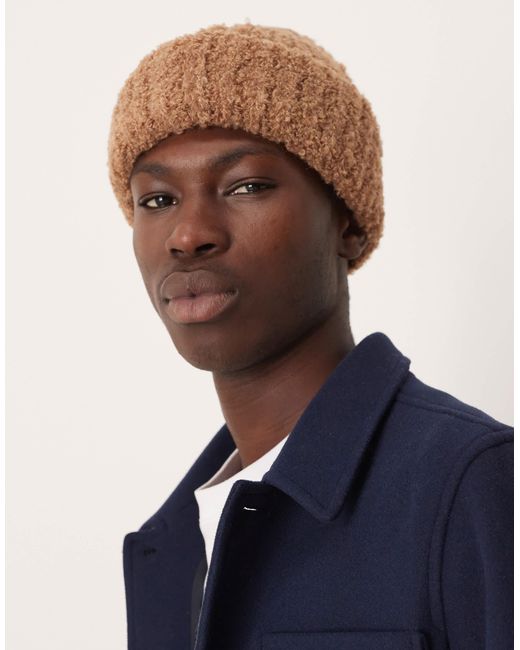 ASOS Blue Knitted Chunky Ribbed Boucle Beanie for men