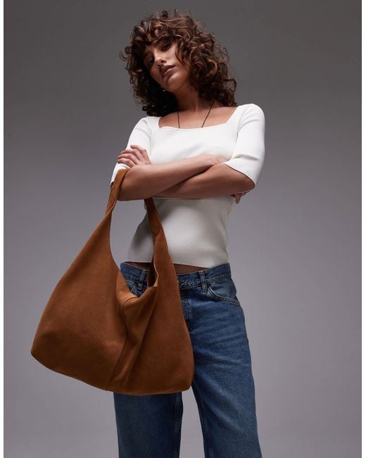 & Other Stories Large Suede Leather Tote Bag in Brown | Lyst
