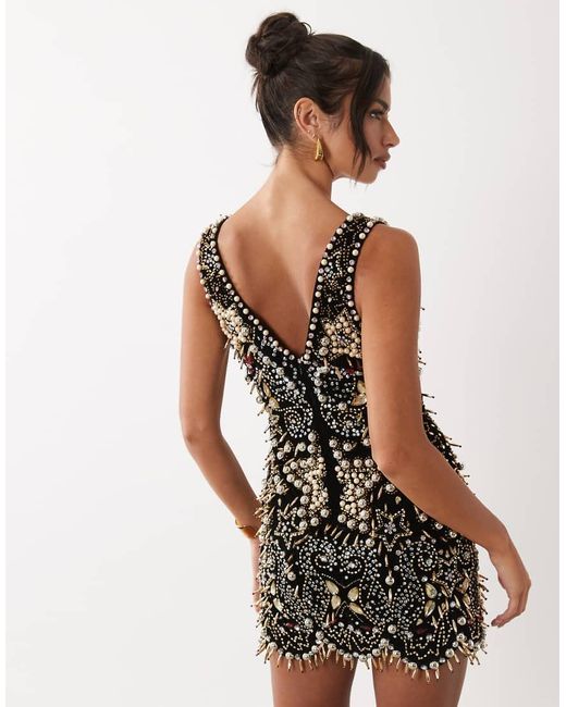 ASOS Black Star Embellished Mini Dress
