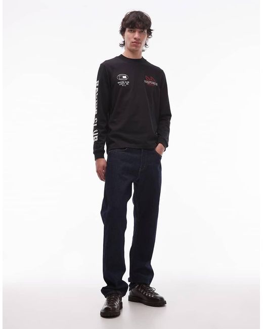 Tommy Hilfiger Black Chest Racing Logo Long Sleeve T-Shirt for men