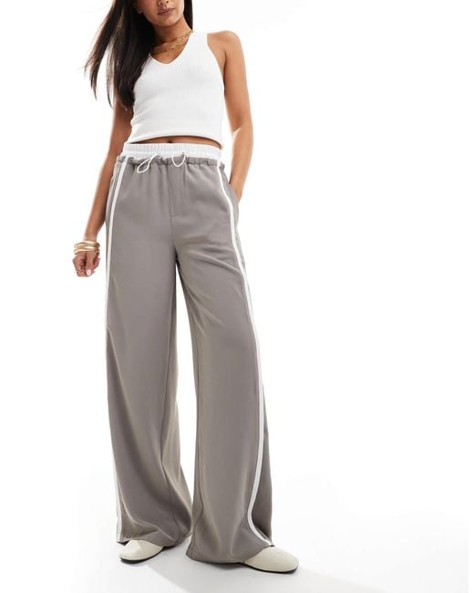 ASOS Natural Double Waist Pull On Pants With Contrast Details