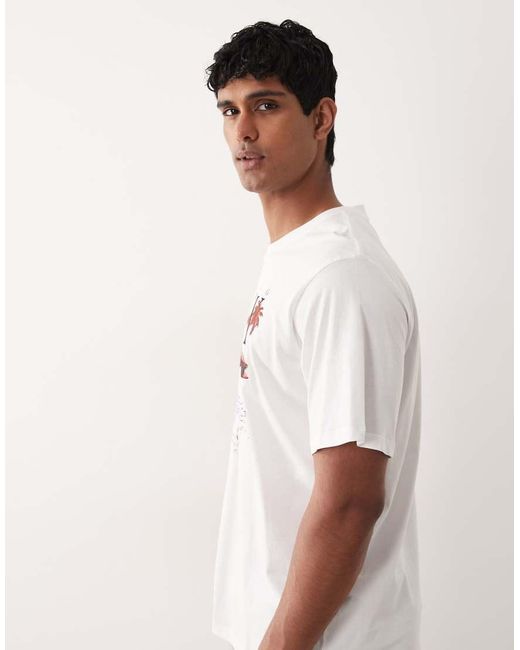 Jack & Jones White Oversized T-Shirt With Car Print for men