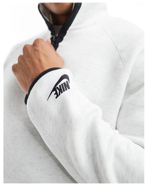 Sudadera blanca con media cremallera tech fleece Nike de hombre de color White