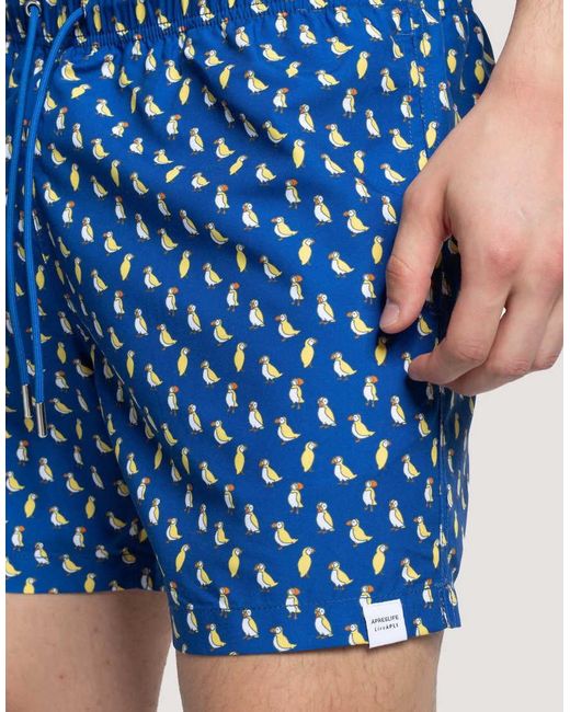 Apreslife Blue Puffins Swim Shorts for men