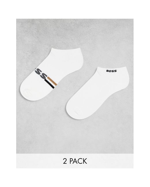 Boss White 2 Pack Plush Iconic Socks for men