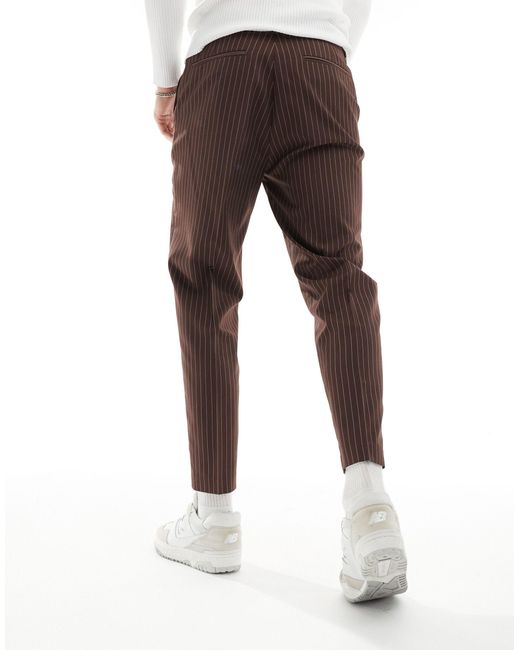 ASOS Gray Smart Tapered Pinstripe Trousers for men
