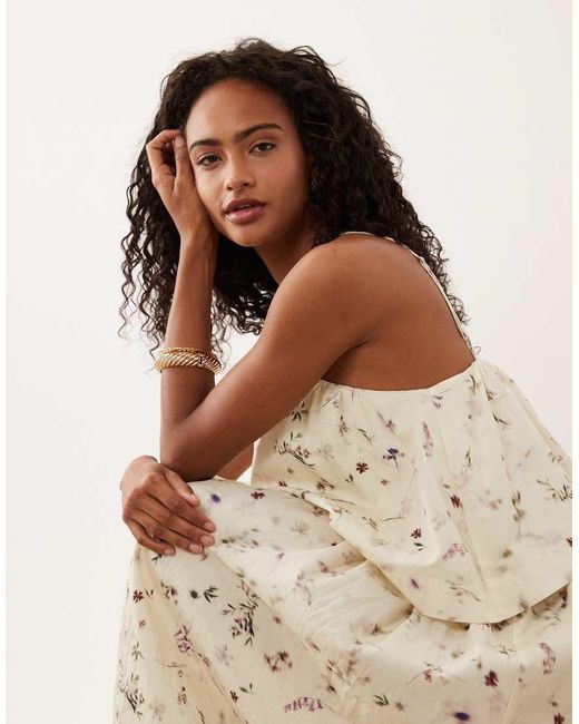 ASOS Natural Halter Double Layer Maxi Dress