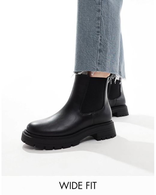 ASOS Black Wide Fit Adjust Chunky Chelsea Boots