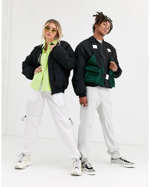 Collusion Synthetic Unisex Bomber With Taping In Black Lyst