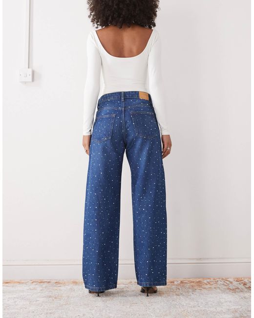 Jean ample orné Monki en coloris Blue