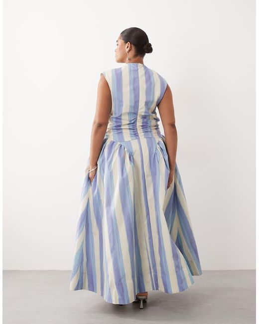 ARRANGE Blue Curve Wrap Drop Waist Maxi Dress