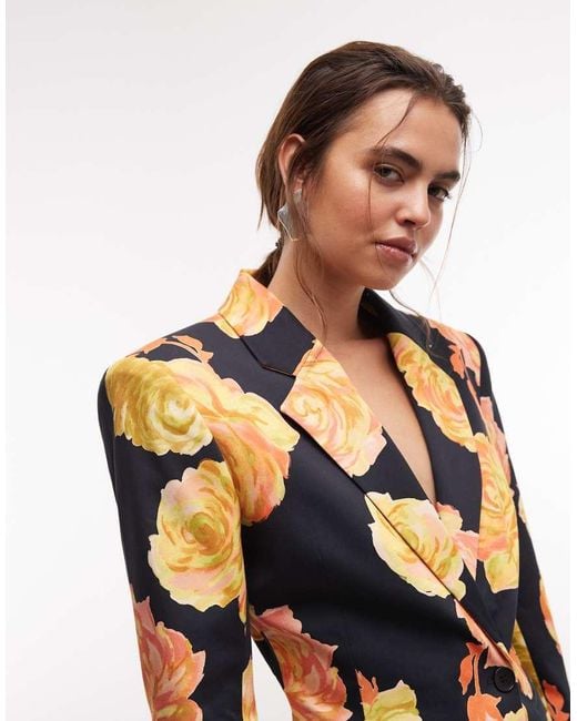 ASOS Multicolor Blazer With Nipped Waist And Power Shoulder