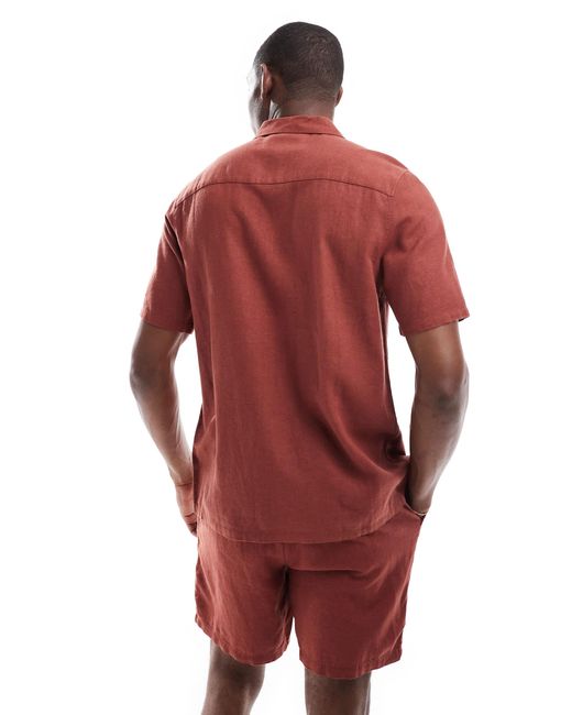 New Look – leinenmix-hemd in Red für Herren