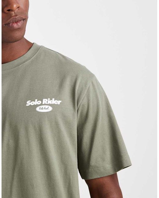 Only & Sons Gray Relaxed Fit T-shirt With Moped Back Print for men