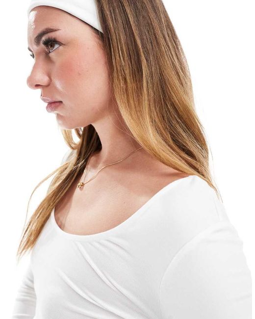 Cotton On White Scoop Long Sleeve Top