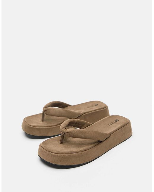 Pull&Bear Green – flache slider-sandalen