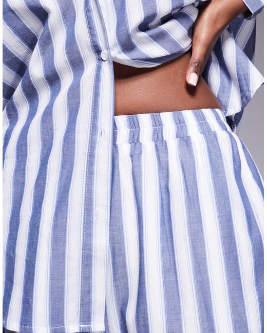 Exclusivité - - short d'ensemble ample en coton à rayures façon transat - bleu et blanc Kaiia en coloris Blue