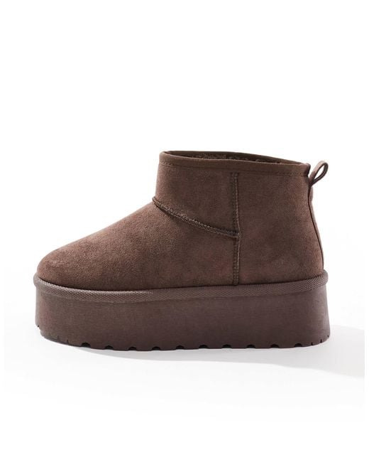 SEQWL Brown Mini Flatform Boots