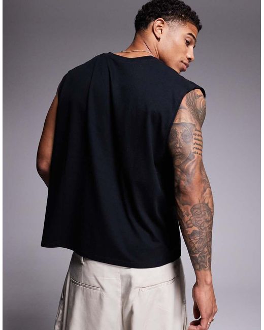 Canotta Oversize Con Scollo A V Nera di ASOS in Gray da Uomo