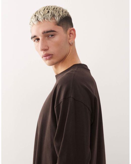 Great - t-shirt à manches longues coupe carrée - marron Weekday pour homme en coloris Black