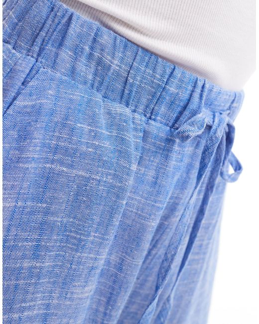 Pantalon ultra ample aspect lin - chambray Stradivarius en coloris Blue