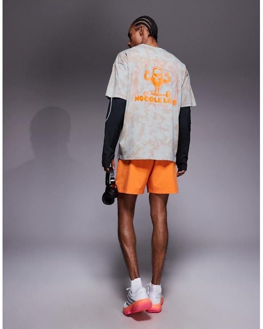Adidas Originals Gray Adidas Training T-Shirt With Noodle Legs Back Print for men