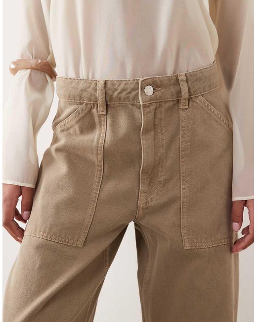 ASOS Natural Cargo Pants With Knee Seams