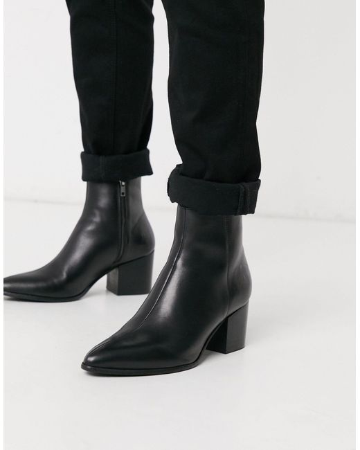 ASOS Heeled Chelsea Boots With Pointed Toe in Black for Men | Lyst ...