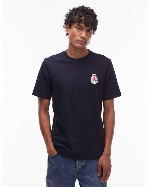 Camiseta Negra Con Logo De Escudo De Tommy Hilfiger de hombre de color Blue