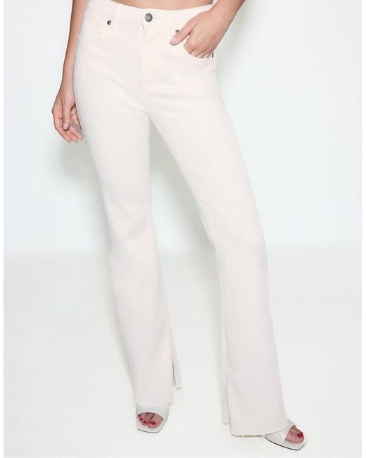 Stradivarius White D74 Stretch Flared Slit Jeans