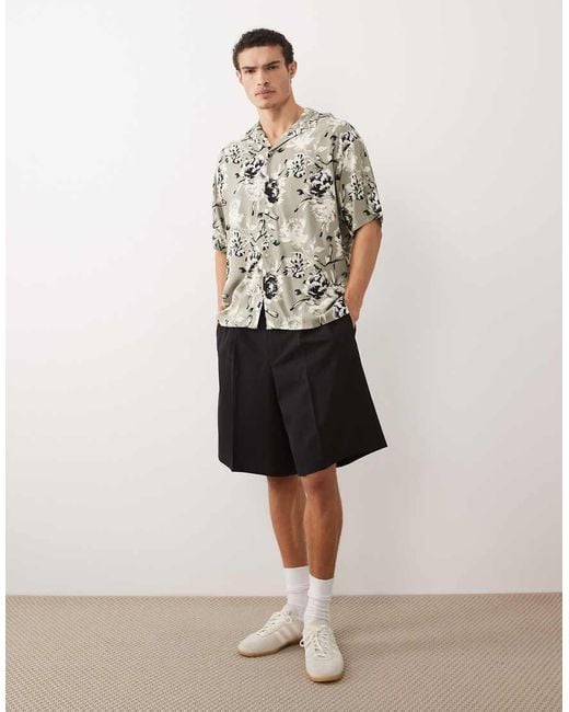 Jack & Jones Natural Revere Collar Shirt With Floral Print for men