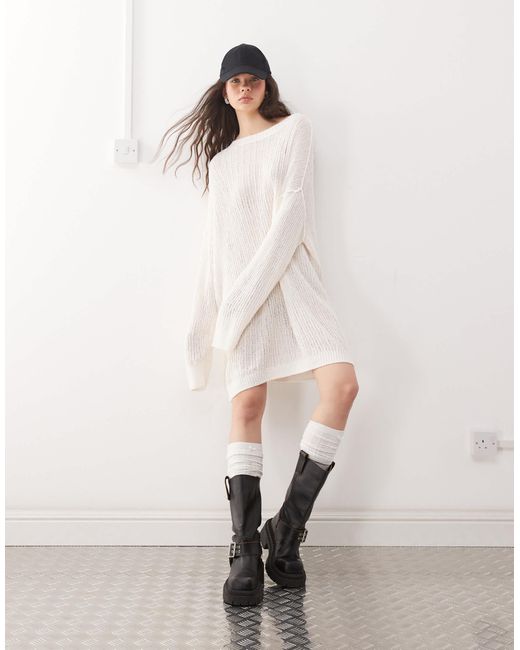 Weekday Natural Dilaria Oversized Slouchy Open Knit Jumper