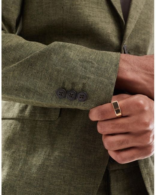 Jack & Jones Green Premium Slim Fit Linen Suit Jacket for men