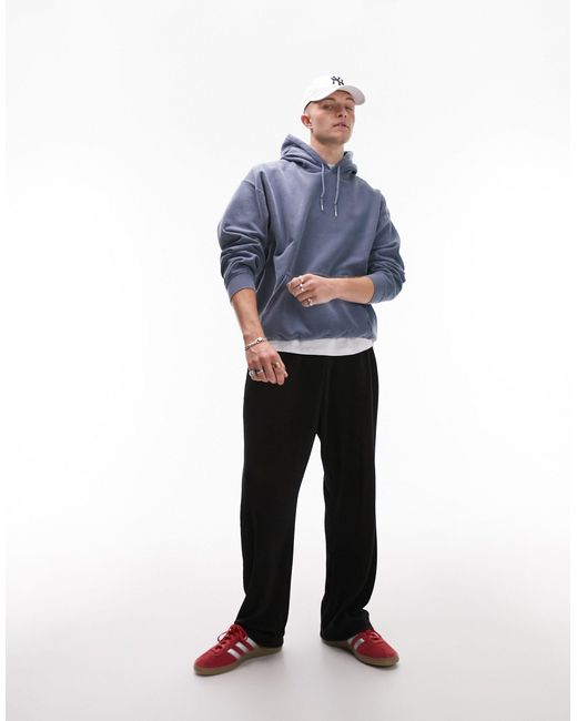 Topman Blue Vintage Wash Oversized Hoodie for men