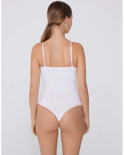 Tezenis White Ribbed Cotton Body
