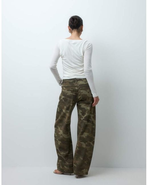 ASOS Green Bow Barrel Leg Jeans