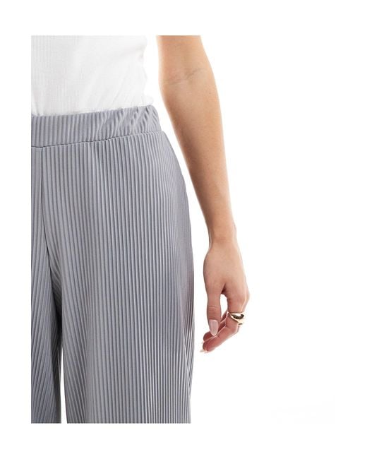 ASOS Blue Asos Design Petite Plisse Wide Trouser Culottes