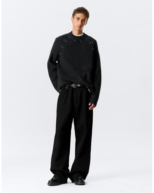 Weekday Black Wool Blend Jumper With Stud Detail for men