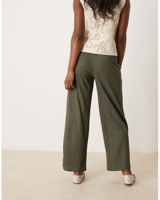 Jdy Natural High Waisted Crop Wide Fit Trousers