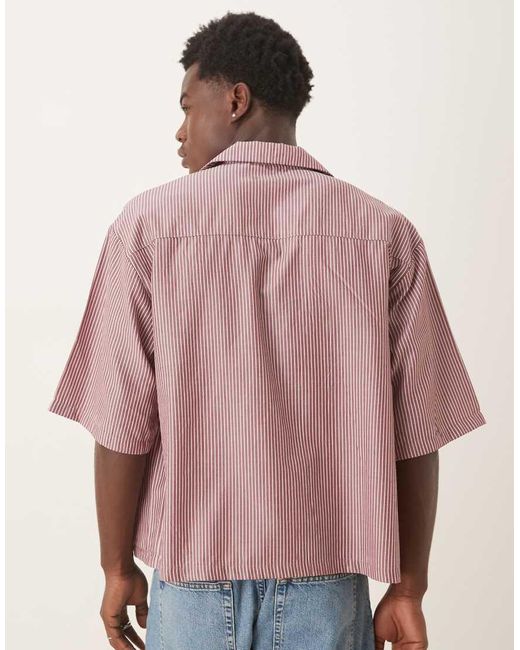 ASOS Recht Oversized Gestreept Overhemd Met Reverskraag in het Pink voor heren
