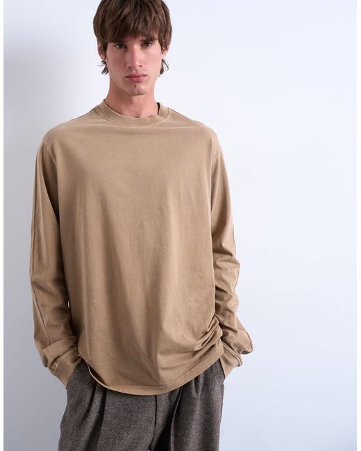 Topman Natural Long Sleeve Oversized Raglan T-shirt for men