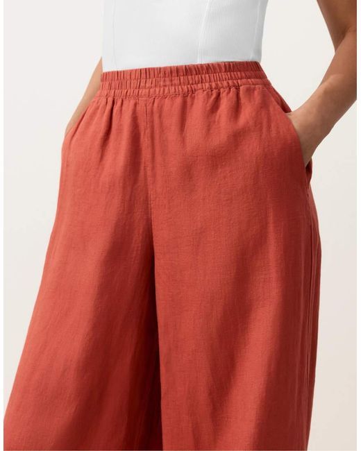 Oysho Red 100% Linen Bloomer Trousers