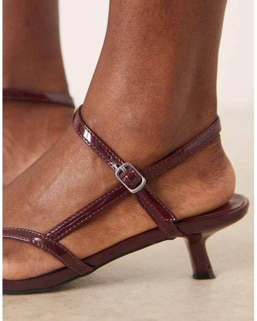 Glamorous Brown Kitten Heel Strappy Sandals