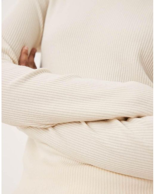 Mango Natural Ribbed Long Sleeve T-Shirt