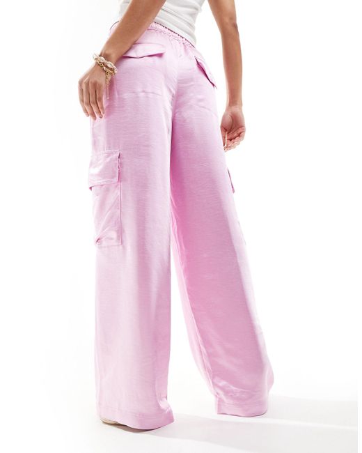 French Connection Pink Cargo Satin Trousers