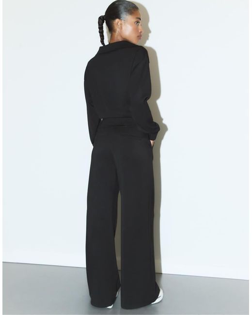Stradivarius Black Soft-touch Smart Trousers