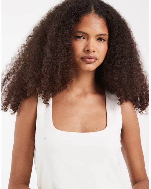 Vero Moda White Sleeveless Midi Dress With Woven Skirt