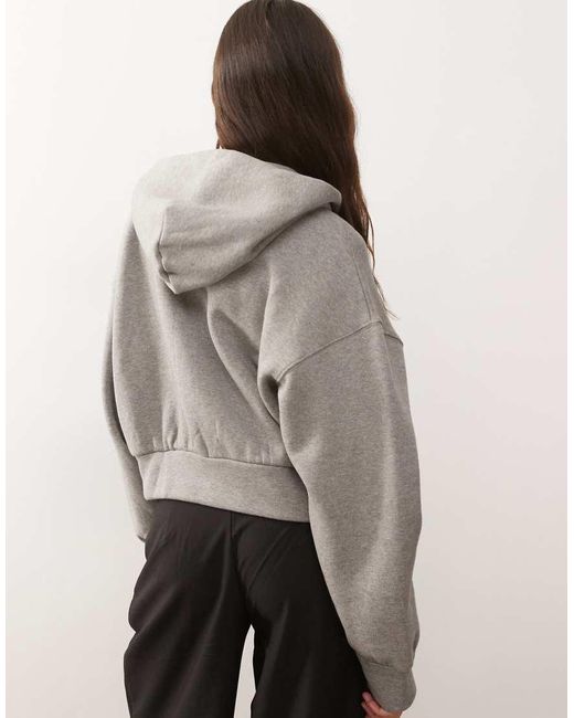 Weekday Gray Oversized Boxy Fit Zip Through Hoodie
