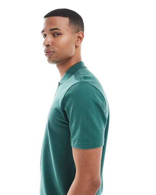 T-Shirt A Maniche Corte Con Logo Sul Petto E Colletto Stile Polo di Hollister in Green da Uomo