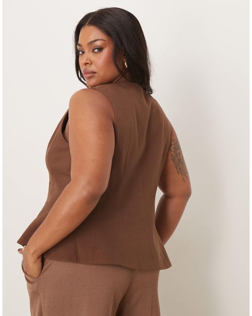ASOS Brown Curve Peplum Waistcoat